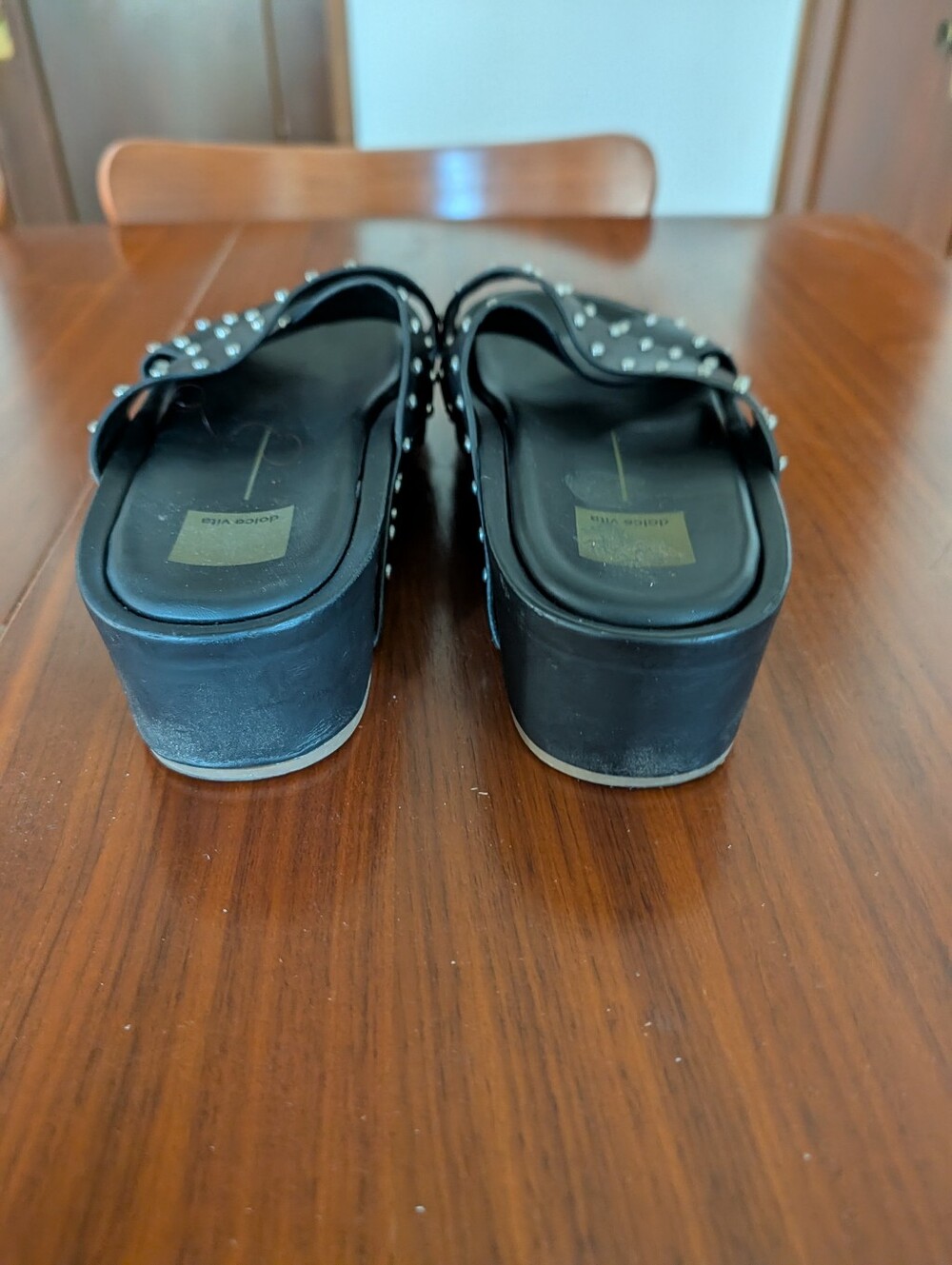 Dolce Vita Black Studded Platform Slide Sandals Size 10 Pre Owned - Picture 5 of 7